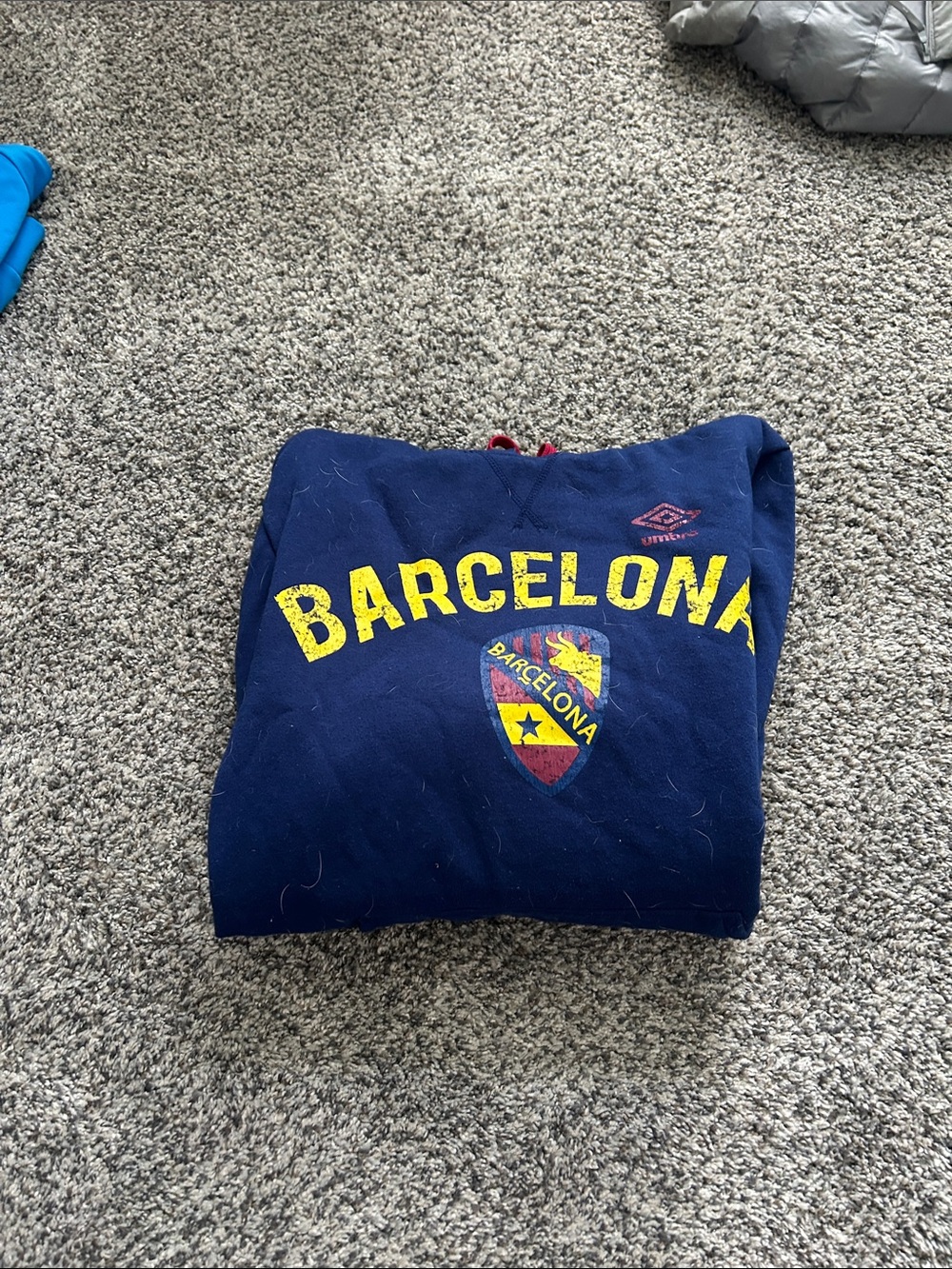 Umbro Navy Barcelona Sweatshirt with Yellow Lettering